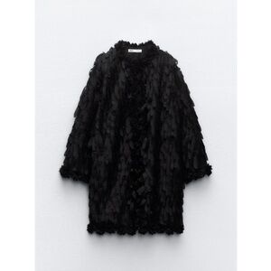 Zara Black Textured Cape Coat size Medium